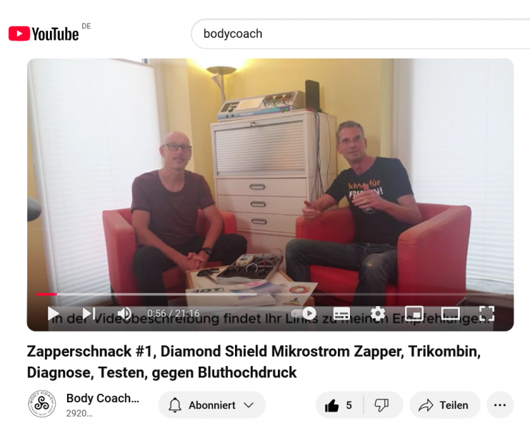 BodyCoach YouTube DS Zapper Trikombin Frequenzanwendung